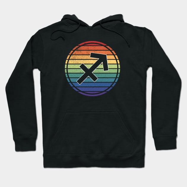 Vintage Distressed Rainbow Gay Pride Zodiac Sagittarius Hoodie by Muzehack